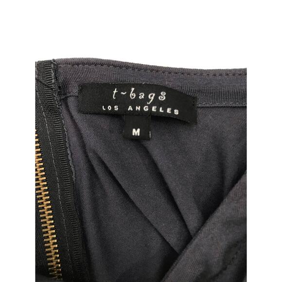 T-Bag Los Angeles Gray Beaded Shoulder Long Sleeve T-Shirt Mini Dress Size M - Picture 7 of 8